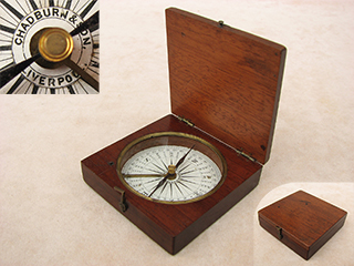 Mid Victorian pocket compass signed Chadburn & Son Liverpool
